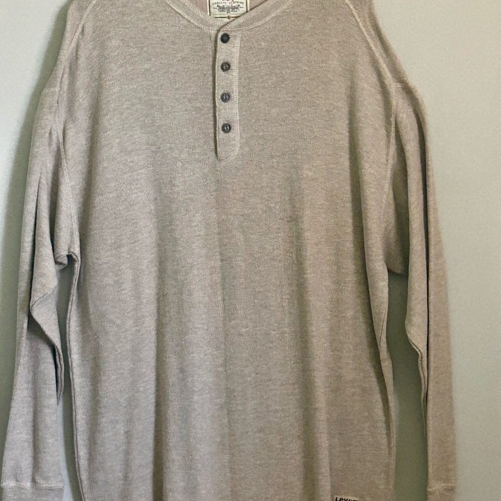 Levi’s Men’s Thermal Henley Tan Long Sleeve Size L